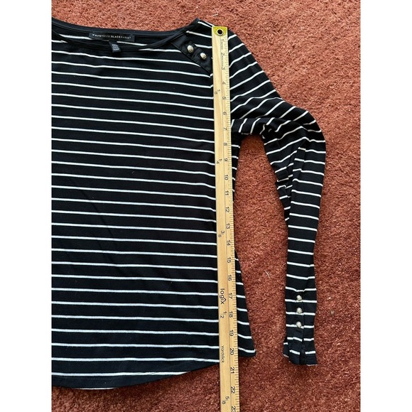 White House Black Market Black White Striped Nautical Long Sleeve Top XS - Picture 8 of 9